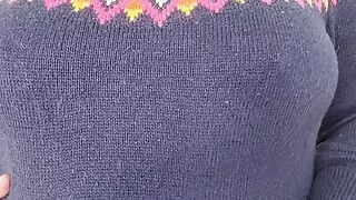 Sweater Weather - Katy Churchill big boobs tit play breast tease