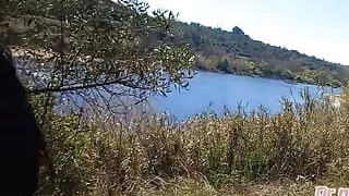 Dr Pussy2 - Hot Black Girl Sucked All the Way Out of Her Friend's Huge White Dick by the River After a Morning Walk