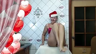 Attractive Naked Body of a Cheerful Old Woman