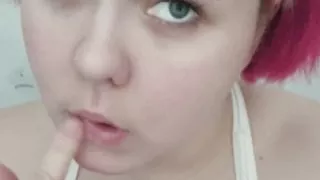 Lip gloss on lips upclose