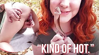 Ersties - Cute American Girl Autumn Plays With a Glass Dildo Outdoors