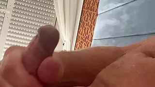 Cock stroking masterbation cumshot