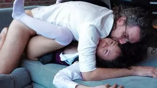 Horny petite teen lets stepdaddy film her during sex