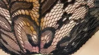 Pussy Rubbing in Lace Panties. Cute Lingerie. Legs in Stockings