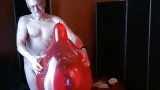 132) Red 17" Balloon Cum and Pop by Daddy