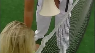 Wonderful Amateur MILF with Big Tits Ass Fucked in the Tennis Court and Cumshot on Pussy by Huge Cock