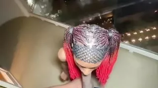 Getting My Ebony Stepsister to Suck My BBC Before She Leaves