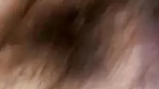 Another hot video call from my hairy stepsister putting cucumber in her pussy