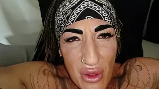 He fucks my giant pussy after I inflate it until it bursts