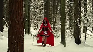 Red Hood in the snowy forest
