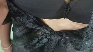 Married women showing beautyful structure in honeymoon night dress