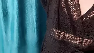 Melinda James in hot black lingerie