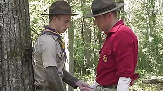 ScoutBoys Horny Troye Jacobs spies on scout and scoutmaster fucking