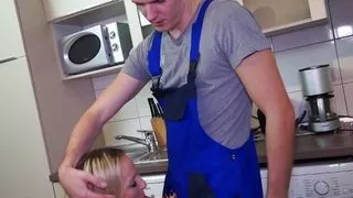 Handyman helps customer treat her wet spot