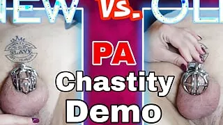 Training Zero Femdom Chastity Cage Demo New vs Old Pierced Prince Albert Permanent Steel Rigid Chastity Real Homemade Milf