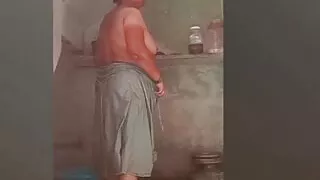 Aunty bathing and dress washing