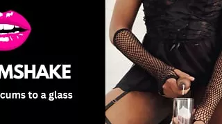 Sissy Femboy Showoff in Lingerie and Cums to a Glass