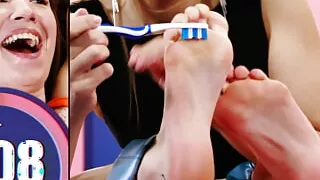 Feet Tickling Challenge Show with Talia Mint - Cute Russian Brunette Kate Quinn Tied and Tickled