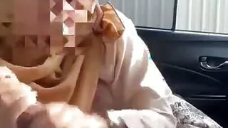 In the car with the hood