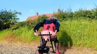 Gina Gets Ass Fucked by Machine Outdoors