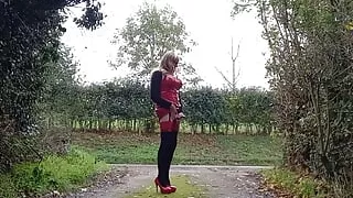 Crossdressing Fun by the Roadside