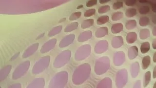 Cock sucking in fishnet bodysuit