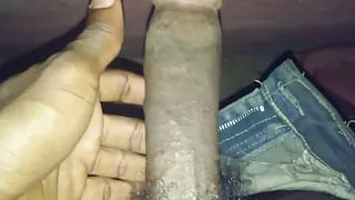 Tgirl masturbating in the jeans again