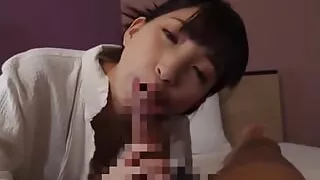 Japanese babe serves guest a blowjob