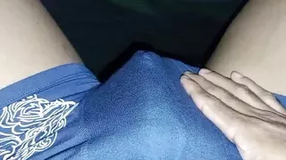 The cock is stiff in the underwear