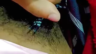 Teen boy  rubbing his uncut dick and balls
