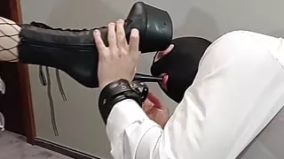 Lady Angela Wedding Role Play Fishnet Feet Ankle Boots