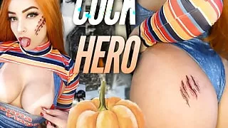 TERROR PORN BRIDE OF CHUCKY cosplay sexy latina in the COCK HERO JERK OFF GAME CAN YOU  WIN
