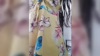 The TEEN 18+ with perfect tits gets completely naked. Real homemade video