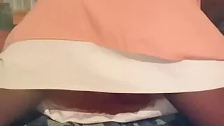 My crossdresser boyfriend stroking her big beautiful dick until cum