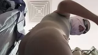 Hot latina with big ass, hairy pussy, big tits, big ass. Horny mom undresses and masturbates with moans.