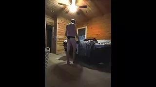 Hanging Laundry Wearing Black Thong