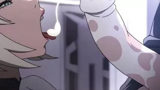 Nier Fuckomata blowjob, cumshot, orgasm. - Cartoon Sex Parody