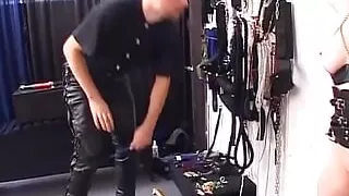 Mega hot German babe tied up and spanked before blowjob