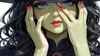 Futanari Wicked Witch of the West Masturbate and Self Sucking