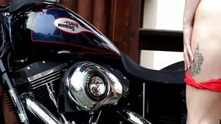 German blonde teen turns outdoors and shows her pussy at EroticOnly!