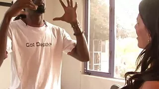 Interracial video with Leena Skye a MILF gets her pussy