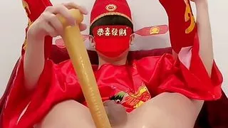 Twink Asian Boy New Year Show Long Toy and Cum