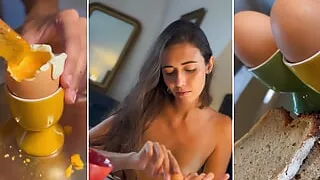 Morning routine cooking and eating eggs