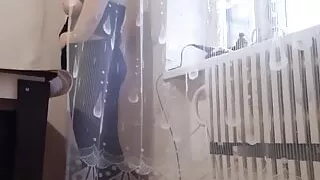 Hot MILF Masturbates Behind the Curtain at Work