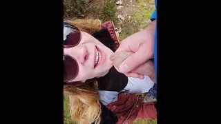 My first outdoor with facial cumshot without a mask
