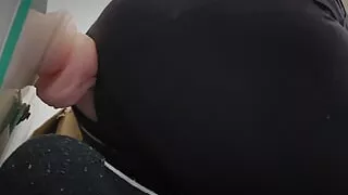 Fucking my new dildo in a bodysuit then handsfree cum