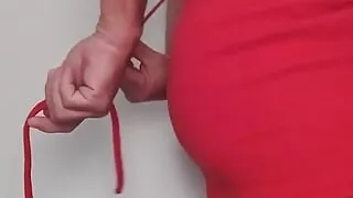 CD Trans Performs Striptease Mini Skirt Bra and Panties Stockings