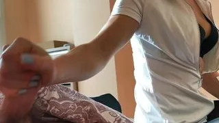 Nurse Myredfoxgirl in Shiny Pantyhose Treats a Patient with Her Body