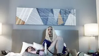 Sexy Crossdresser Using Vibrator on Trans Woman