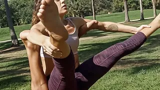 Amateur Brazilian MILF Stretching Outside Before Hardcore Mouth Fucking